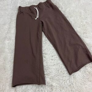 SAGE taupe cropped tie waist yoga leisure sweatpants small